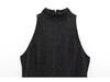 2025 Women's New Year Black Balloon Silhouette Sleeveless Denim Mini Dress