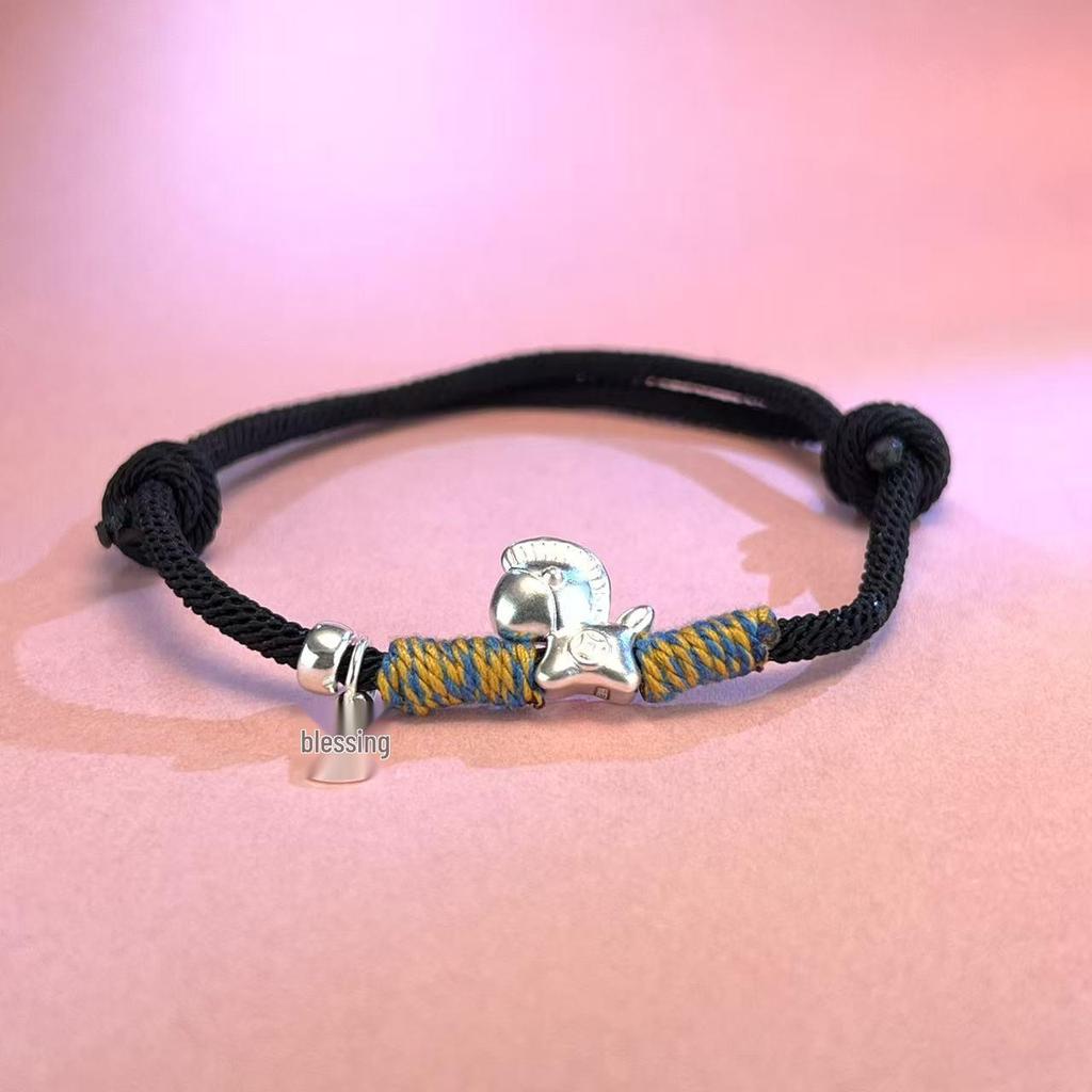 999 Sterling Silver Zodiac Red String Horse Bracelet