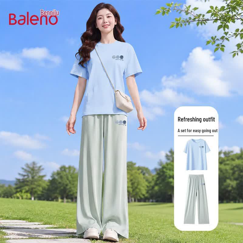Baleno Women's Ice Silk Short Sleeve & Pants Set