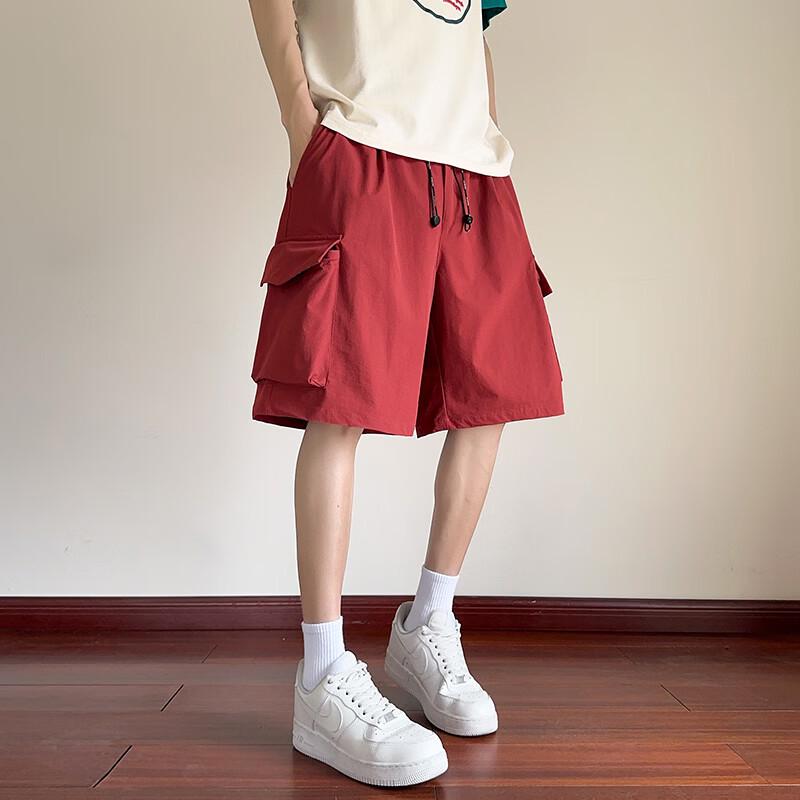 FENGXUN Men's Summer Loose Fit Drawstring Cargo Shorts