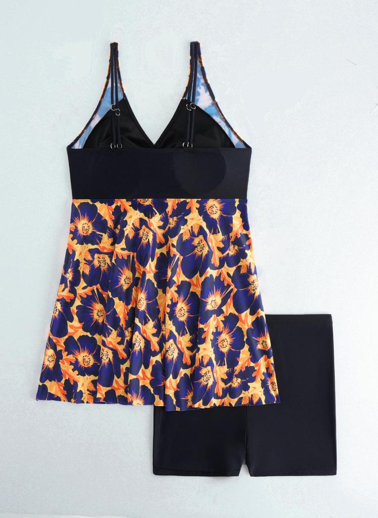 2026 Tankini Set Stampato Stiloso Taglie Forti Stile Europeo e Americano con Pantaloncini