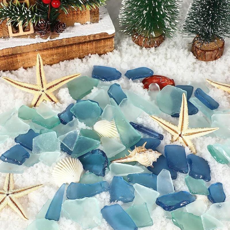 Smooth Sea Glass Fish Tanks Ornaments Safe For Aquarium Life Easy To Clean DIY Frosted Glass Piece Flower Pot Decors
