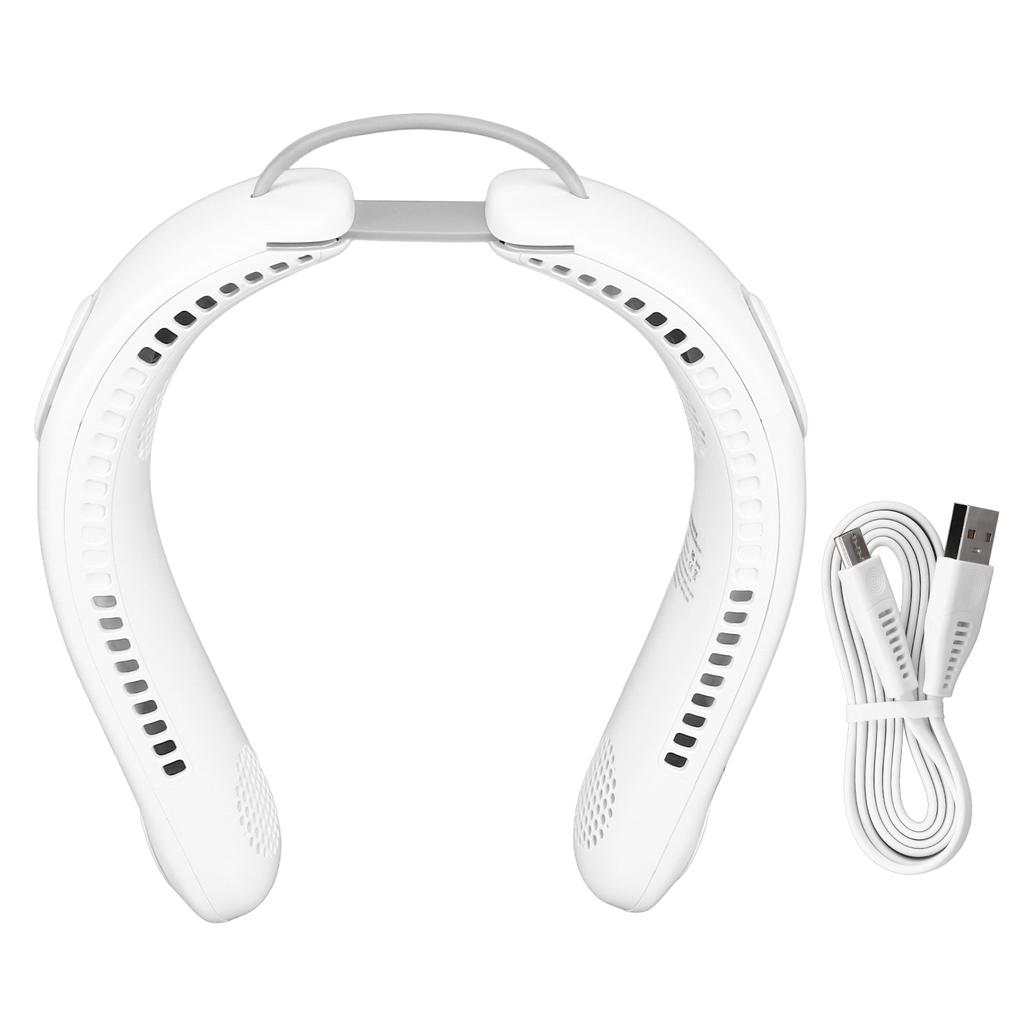 Neck Fan 4 Fan Blades 3 Speeds Hands Free USB Charge Low Noise Foldable Design Face Fan for Home