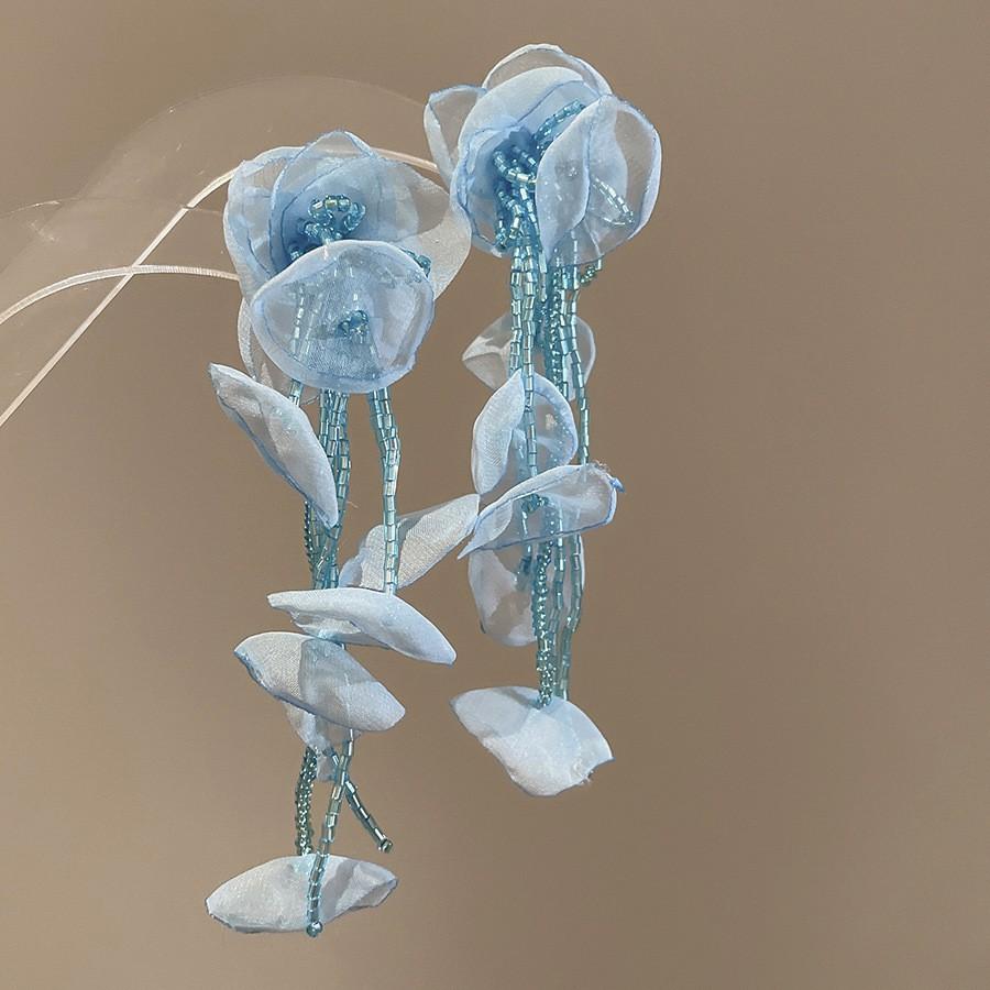 Steel Needle Flower Star Pendant Earrings Sweet Niche Temperament Earrings Exquisite Versatile Fashion High-end Earrings