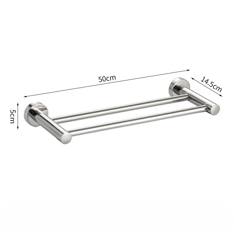 Stainless Steel Stainless Steel Double Towel Bar Wall Mounted Towel Rack Shelf Brushed Bathroom Towel Holder Accessories
