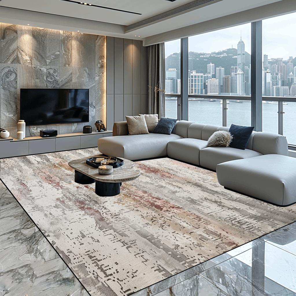 Modern Abstract Living Room Large Area Rug Decoration Home Carpet Soft Flannel Rugs for Bedroom Non-slip Sofa Side Floor Mats 