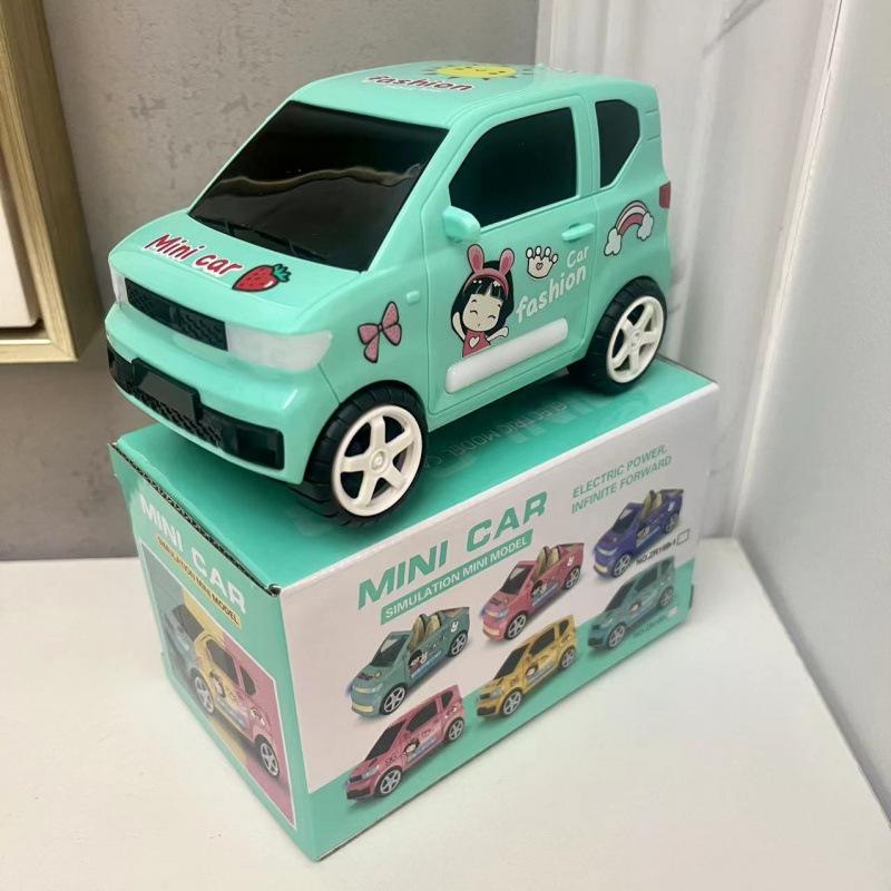 Kawaii Electric Mini Macaron Convertible Cars Music Simulation Miniature Car Model Toys For Kids 2 To 4 Years Old Lovely Gifts