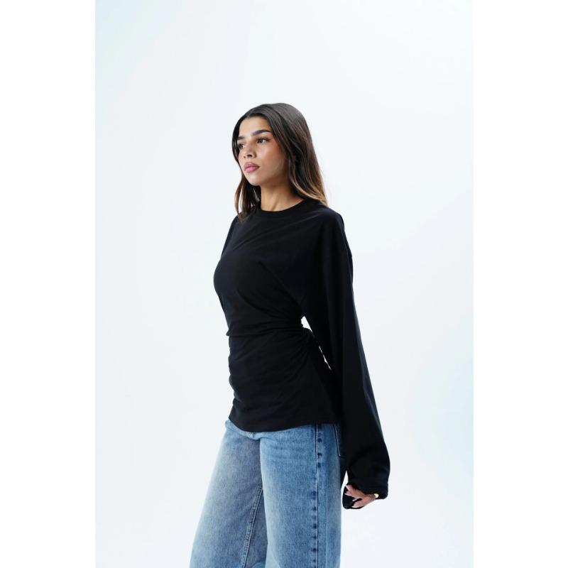 Women S Casual Shirt Waist Tie Pleated Detail Spring Summer Ladies Top