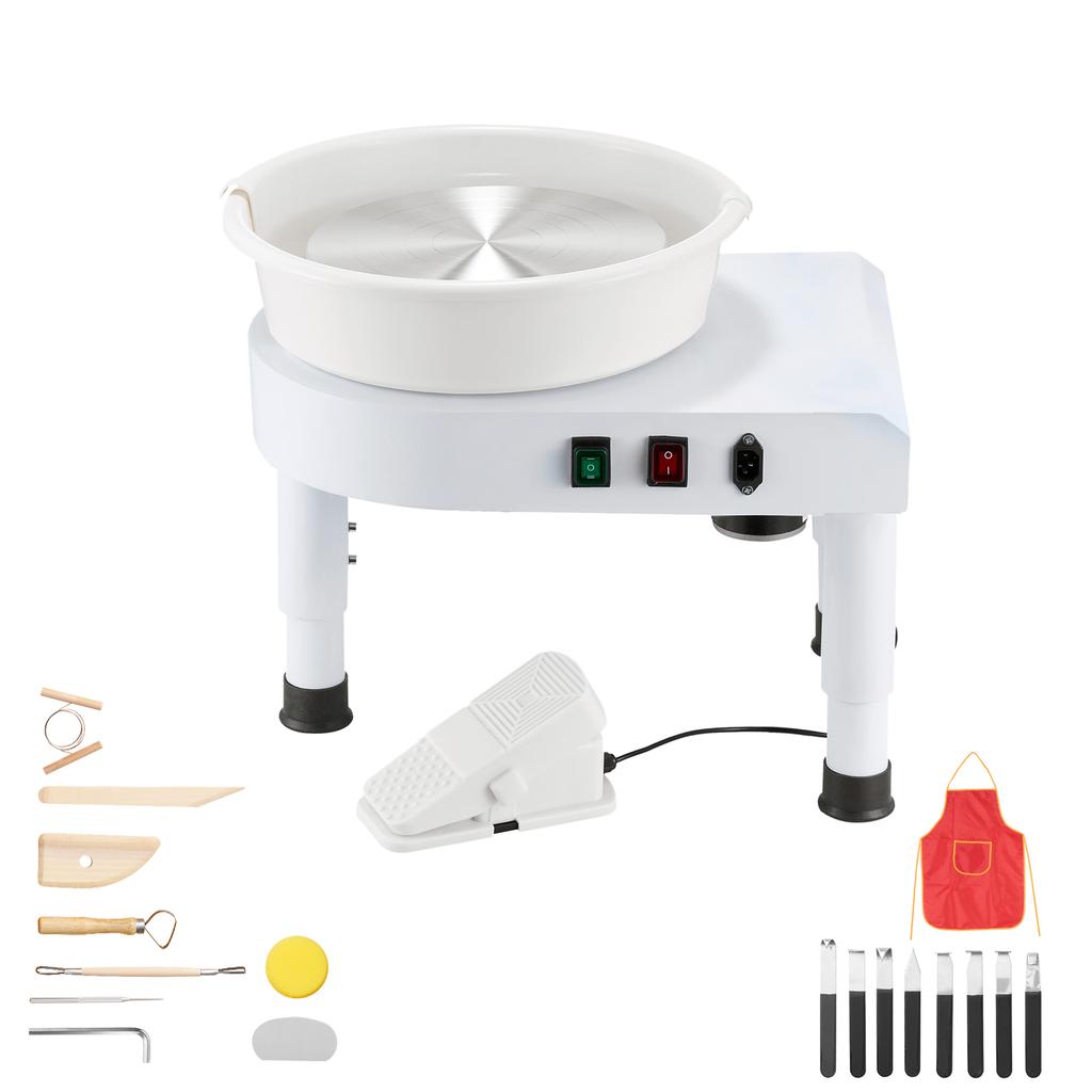 SucceBuy Pottery Wheel Ceramic Wheel Forming Machine Speed Adjustable Foot Pedal Adjustable Lift Leg Detachable Basin for Craft
