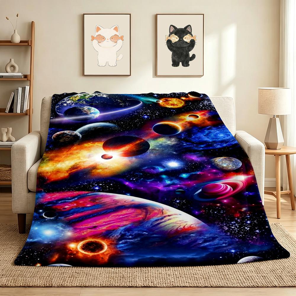 Space Journey Flannel Blanket Throw Blanket Soft Warm Sofa Bed Camping home Decor Unique Christmas Gift C9261958