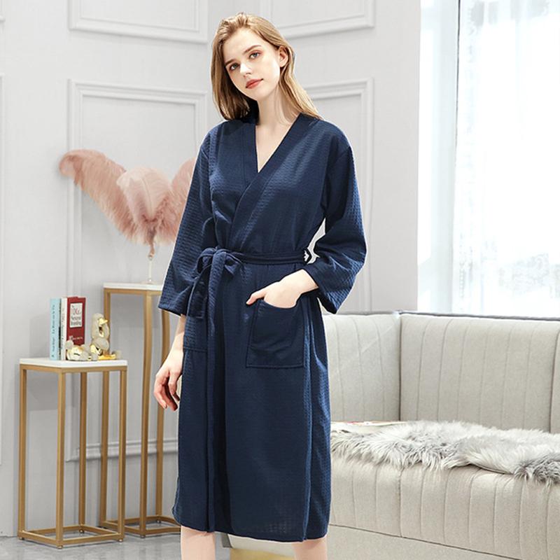 Unisex Couples Bathrobe Cotton Waffle Lovers Pajamas Home Bathrobes Spa