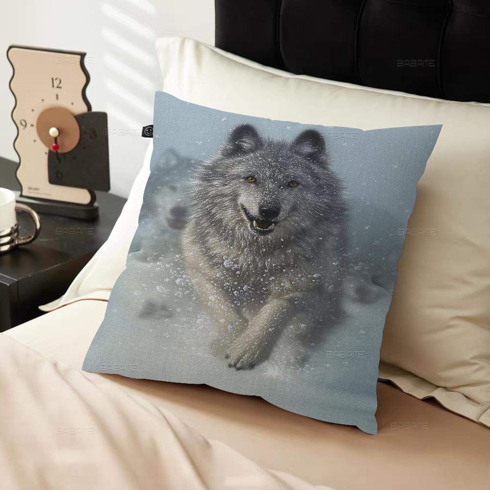 Animal Wolf Wallart Cushion Cover Inches Farmhouse Decor Home Throw Pillow Covers For Couch Decorations