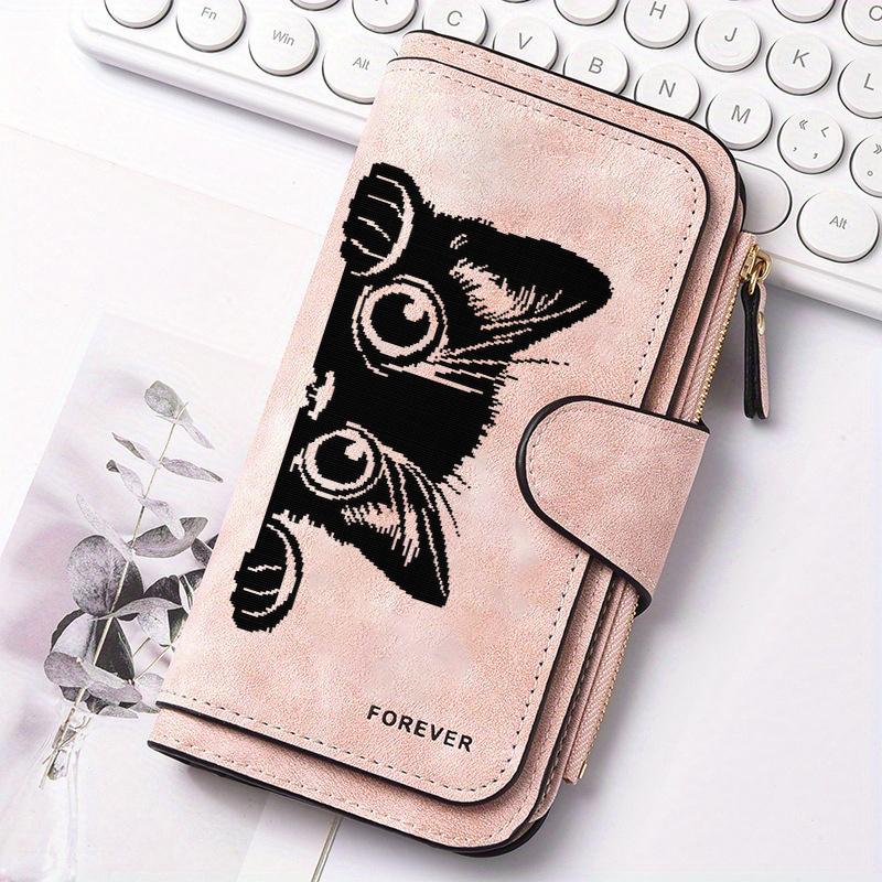 Portafoglio Lungo da Donna con Design Gatto a Strisce Nere Portamonete Multifunzione con Bottone a Pressione Regalo Carino per Amanti dei Gatti Uso Quotidiano Pendolarismo Viaggio Esterno Famiglia