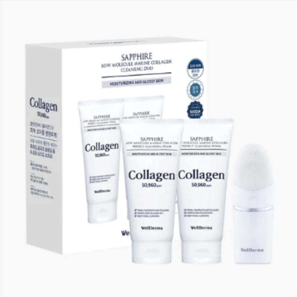 WellDerma / Sapphire Low Molecule Marine Collagen Cleansing Duo / Oil & Foam Set / Complete Double Cleansing / Made in Korea