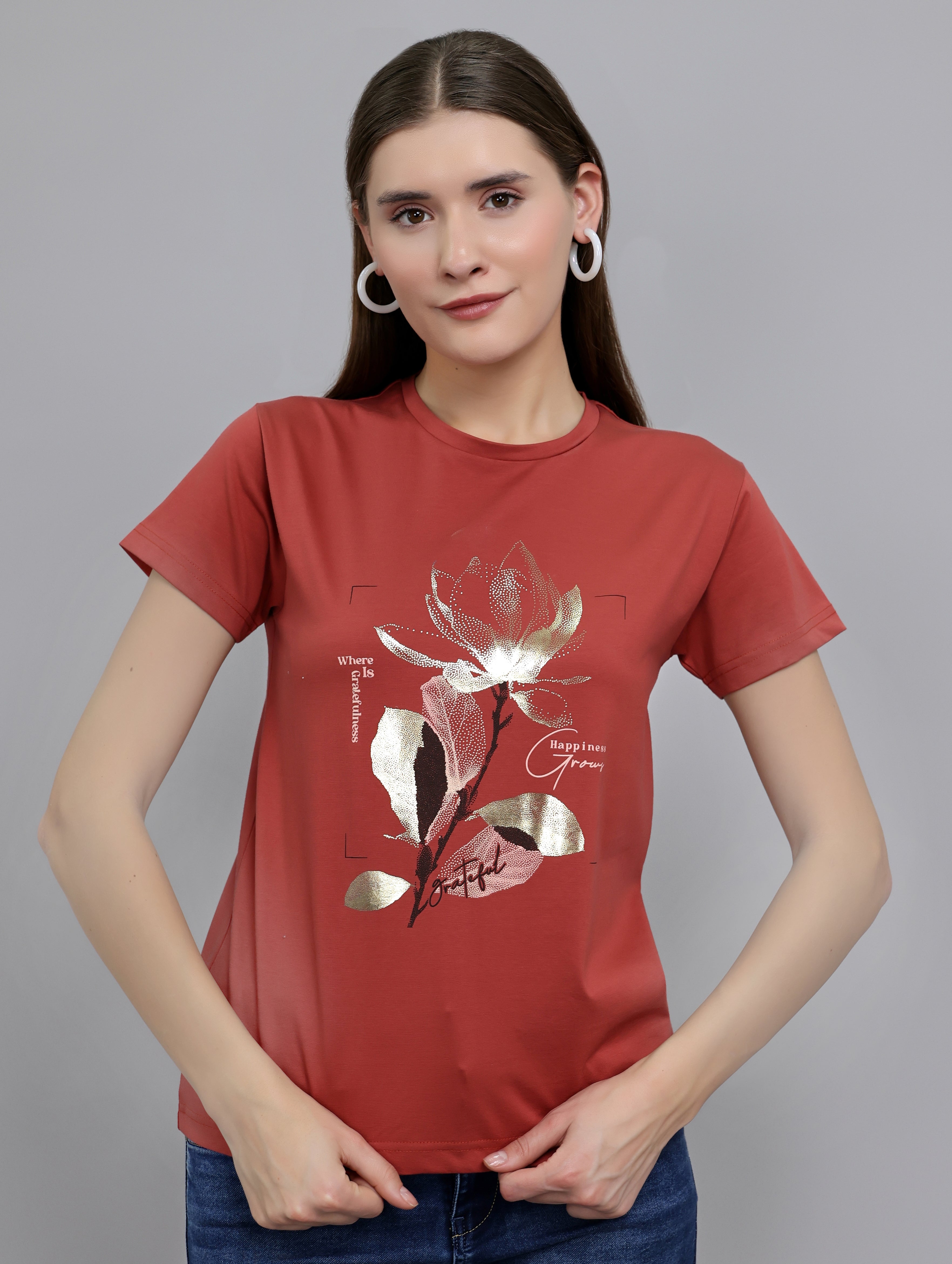 Monte Carlo Women Regular Fit Rust Top M