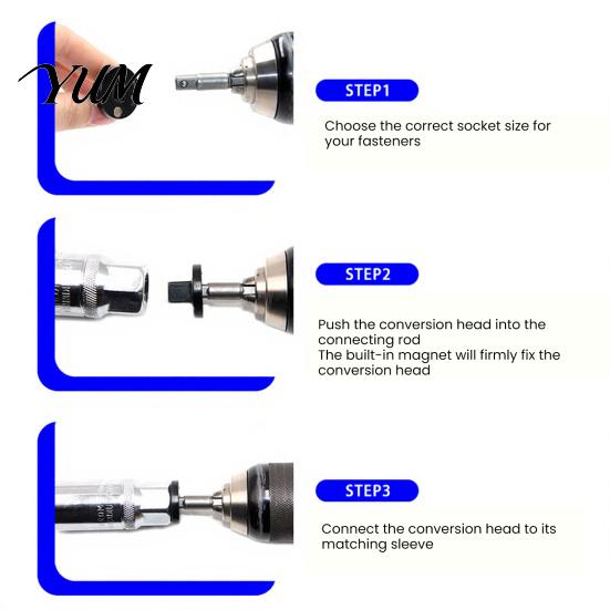 Ratchet Drive Reducer 4Pcs Low Profile Impact Socket Adapter Set, 1/4" to 3/8", 3/8" 1/2", 1/2" 3/4", 3/4" 1", for Tight Spaces Cordless Drill