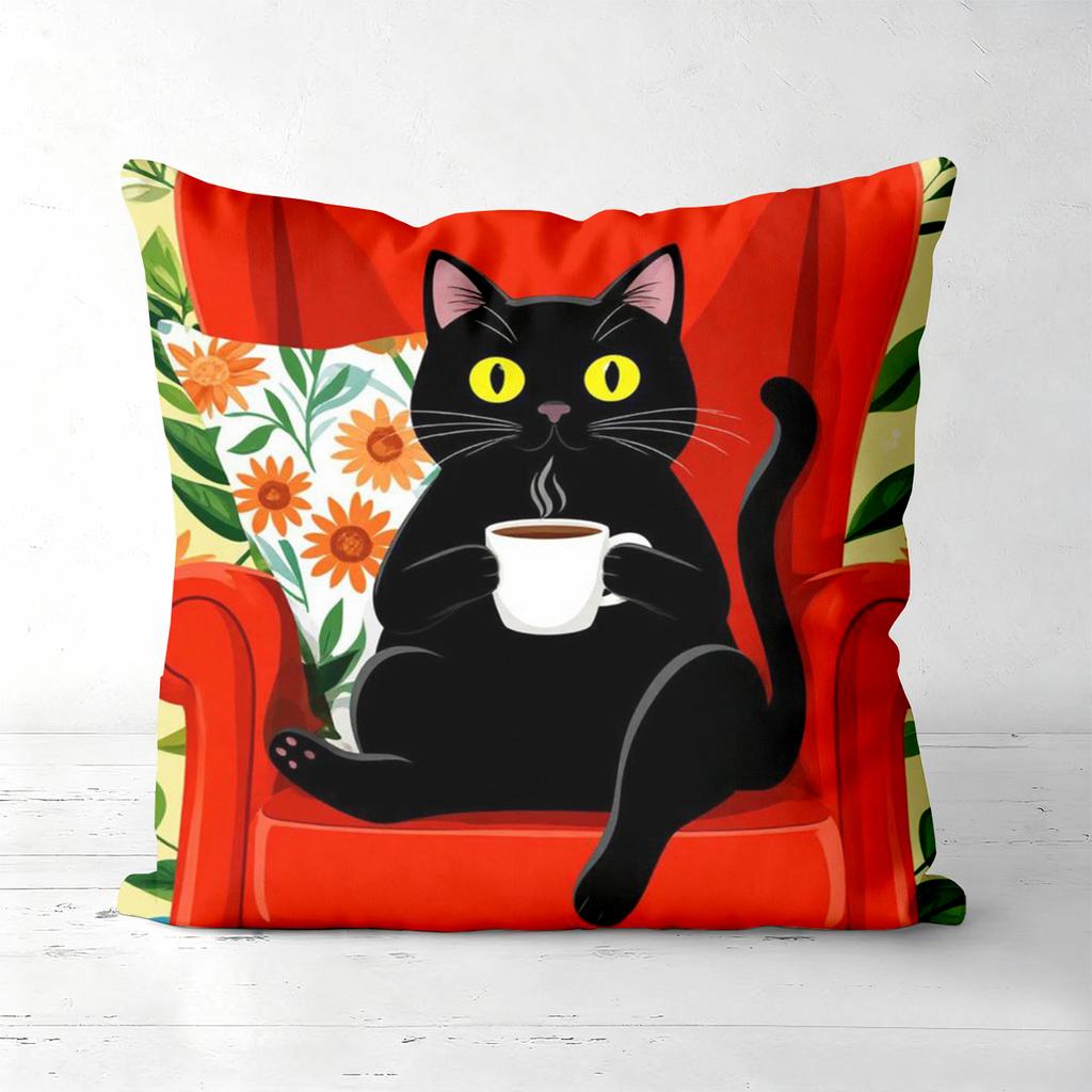 Cute Cat Pattern Throw Pillows For Home Decor Polyester pillowcase, sofa decorative cushion cov Headboard Pillow