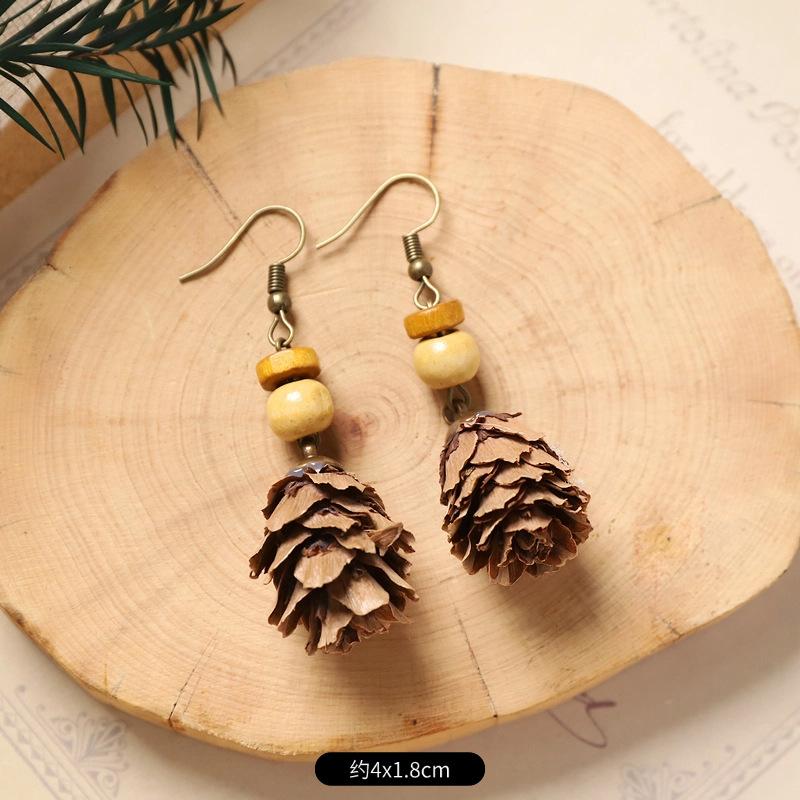 

Винтажный лесной стиль, натуральные растительные аксессуары для ушей, ручная работа, креативные, маленькие и уникальные серьги в виде плодов дуба, длинные серьги с кисточками