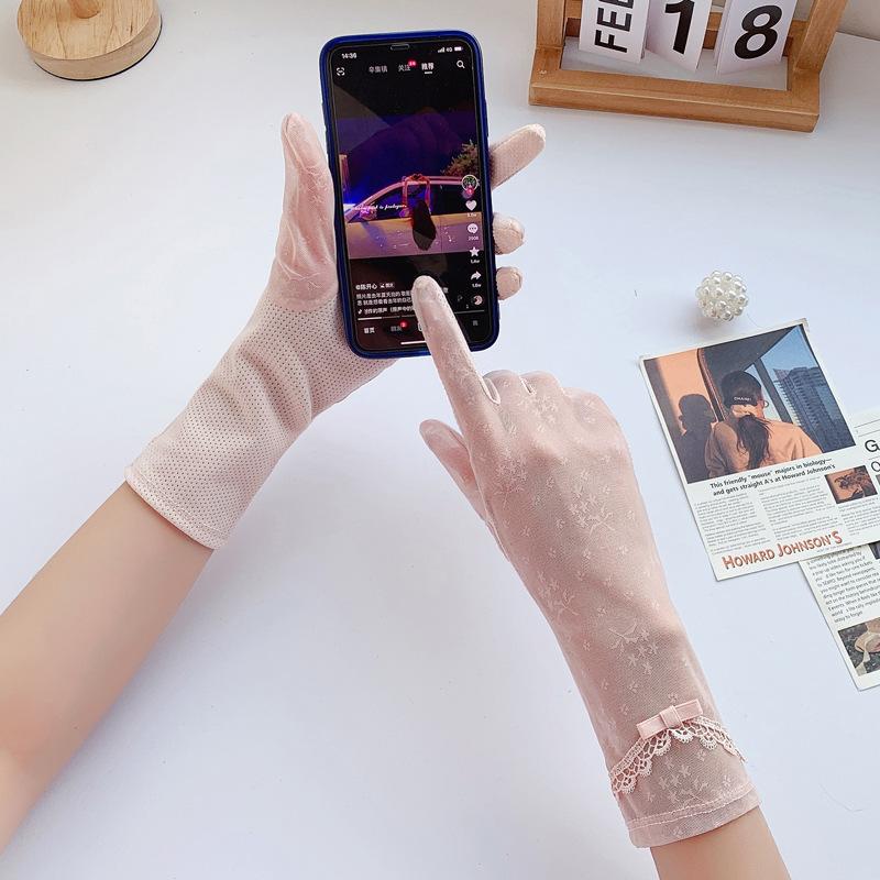 Summer sunscreen gloves thin ice silk cool UV protection