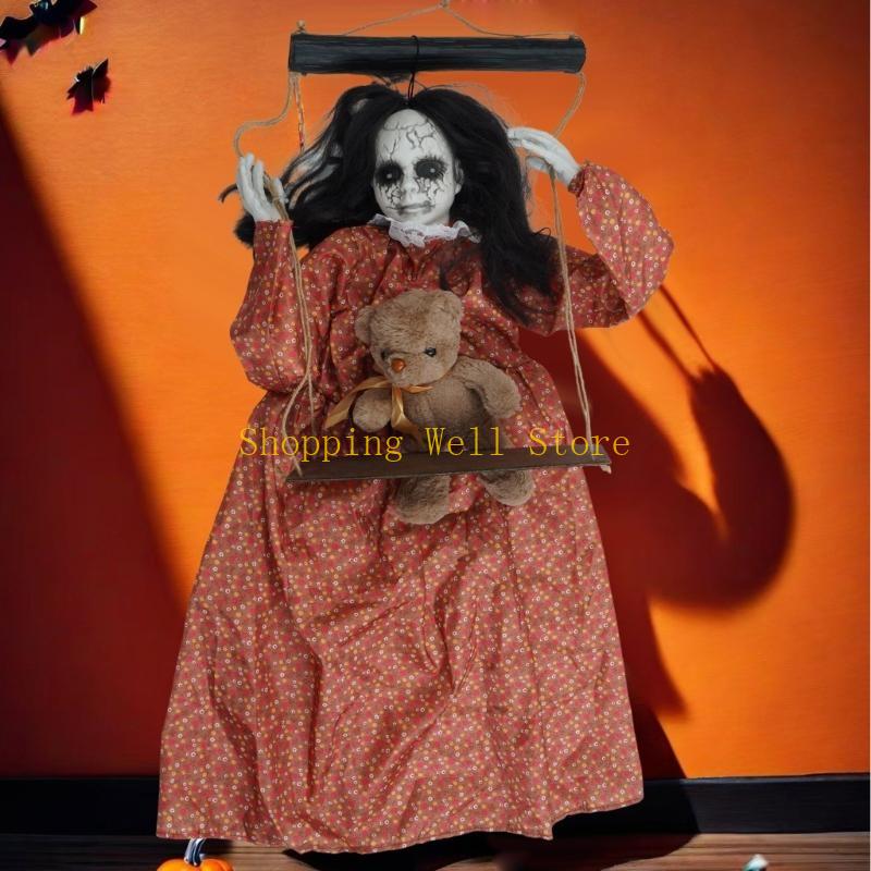 KX4B Sound Activated Ghostly Doll with Glowing Eye For Outdoor Halloween Decoration