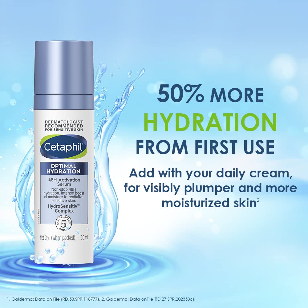 Cetaphil Optimal Hydration Lightweight Serum 30 Ml for Sensitive Skin Fast Absorbing Long-Lasting Moisture Boost