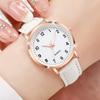 4PCS/Set Fashion Women's Watch Casual Leather Strap Versatile Round Dial Quartz Watch Set