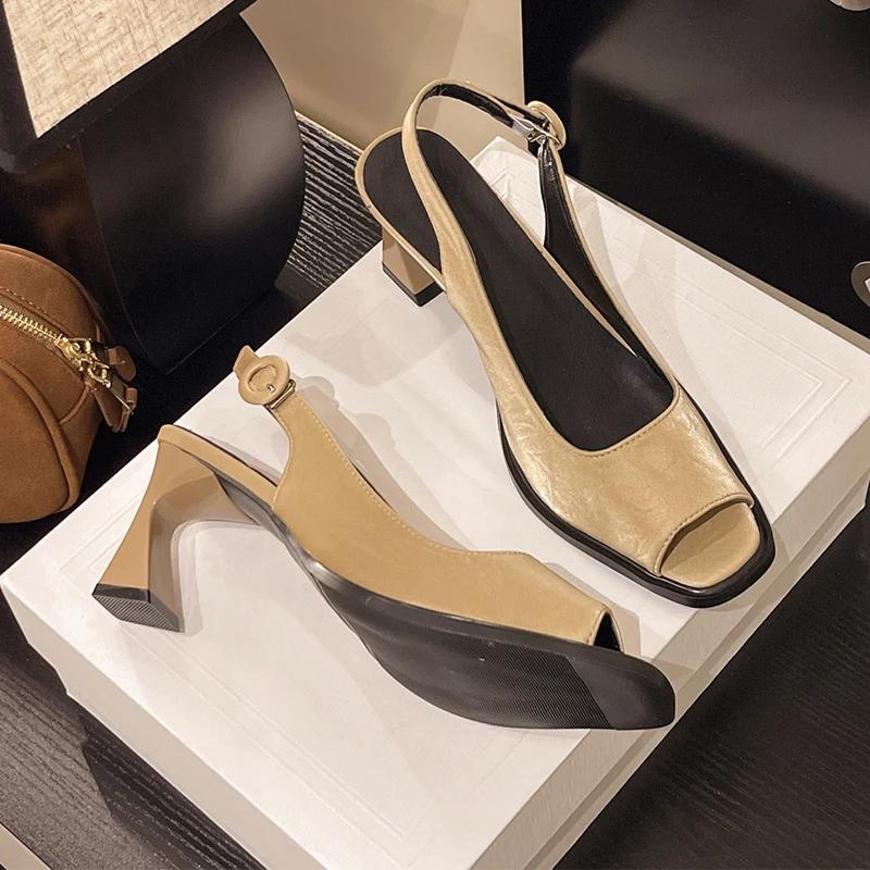 Women High Heels Peep Toe Sandals Chunky Shoes Woman 2025 Summer Elegant Sexy Dress Open Toe Slippers Pumps Sandalias De Mujer