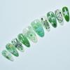 Nouveau lot de 10 faux ongles press-on faits main Art des ongles vert amande Pointe d'ongle artificielle Motif papillon de l'océan et fleur Ensemble de faux ongles Manucure pour filles
