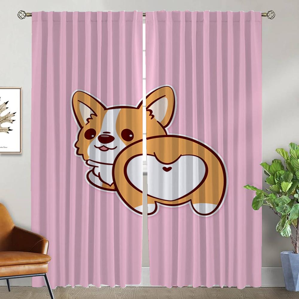 

Corgi Butt Blackout Curtain for Room 2 Panel Tulle for Bedroom Home Interior Curtains Partition Halloween Decoration Shades W50xH70cmx2pcs-CL