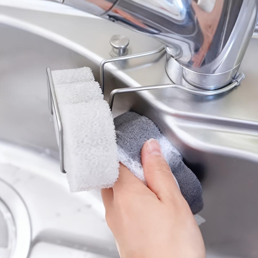 Kitchen Sink Sponge and Steel Organizer Rack Stainless Steel Sponge Drying Rack Hole-Free Sink Organizer