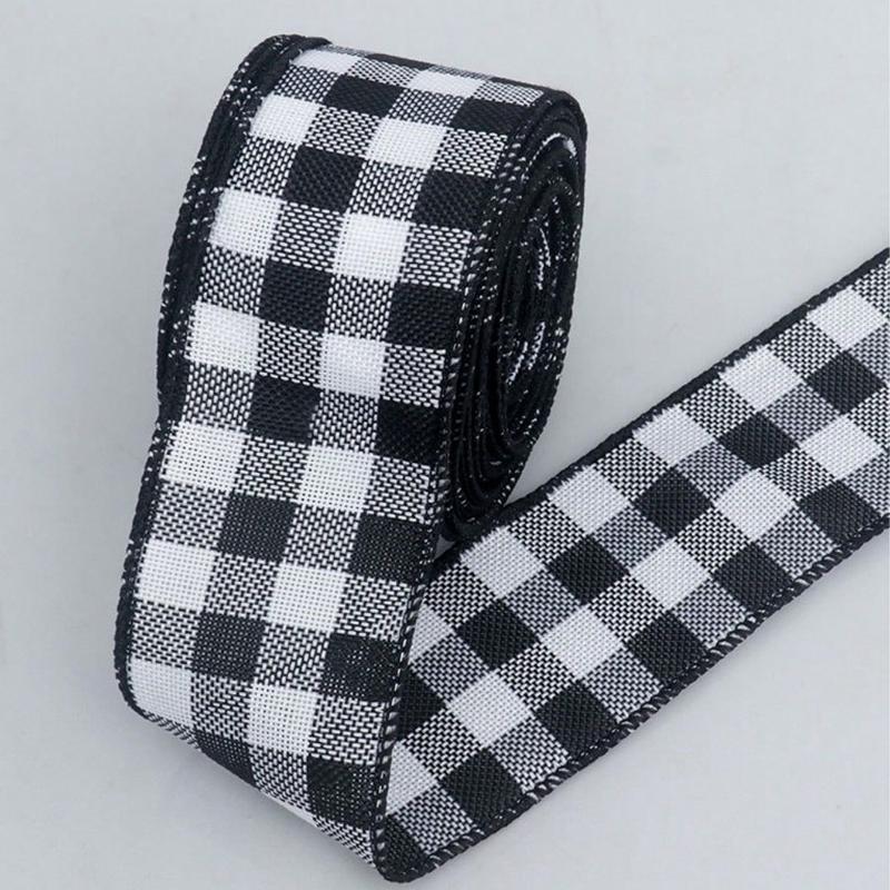 180in Red and Black Buffalo Plaid Burlap Ribbon, Christmas Ribbon Red and Black Plaid Christmas Wrapping Crafts Ribbon for Gift Wrapping Supplies