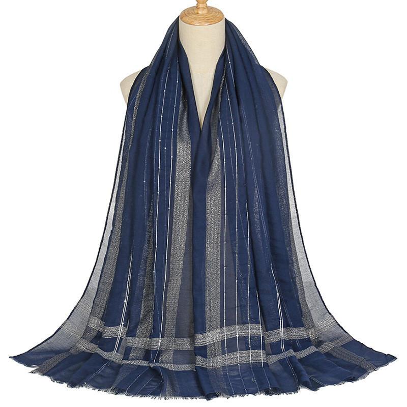 Plain Lurex Sliver Glitter Sequin Fringe Viscose Shawl Scarf Lady Soft Thin Hijabs and Wraps Bufandas Muslim Sjaal 180*80Cm