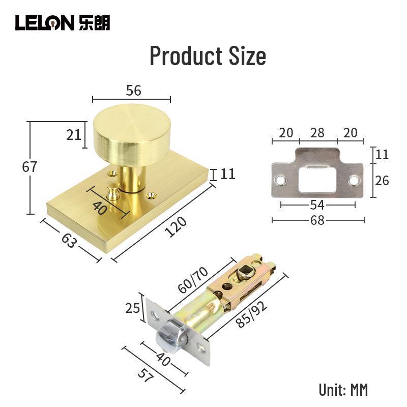 Golden Indoor Door Handle: American Style Privacy Lock for Bathroom & Bedroom
