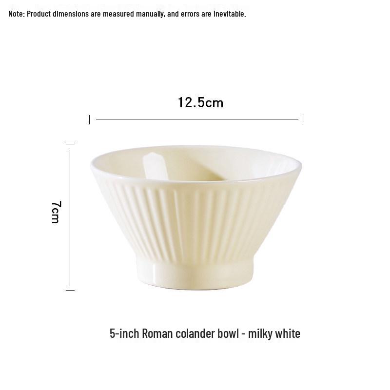 

5-Inch Conical Ceramic Bowl Set of 6 - Cream Trumpet Design for Rice & Soup