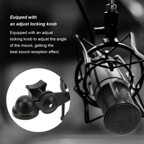 Metal Microphone Shock Mount Clip, Anti-Vibration Spider Microphone Shock Mount with Adjustable Locking Knob for Music Studio, Gaming, Live Recording,