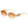New Trend Metal Frameless Rhombus Fashion Sunglasses European and American Women's Sunglasses Trend Sunglasses