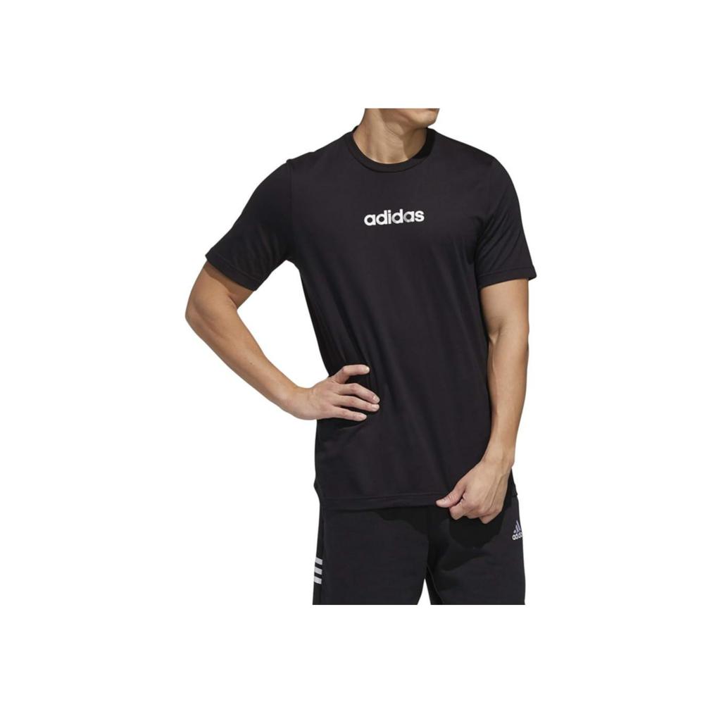 Adidas Logo Front Sports Style Solid Short Sleeve T-Shirt Men Tops Black GD5438