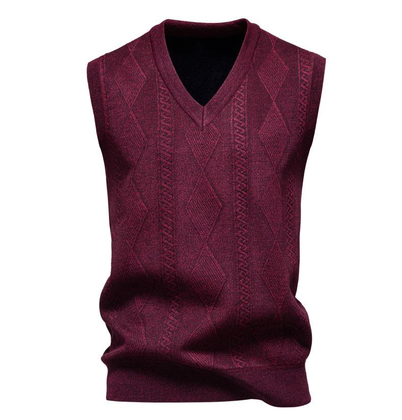 Men's Slim Fit Velvet-Thickened Knit Vest for Autumn/Winter