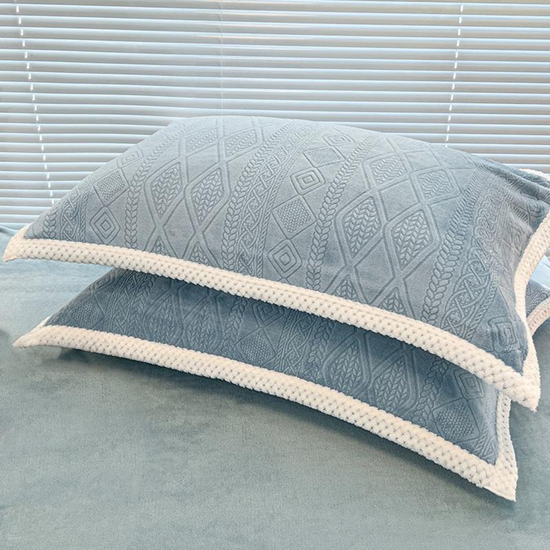 2 Pcs Winter Thicken Warm Pillowcase Soft Plush Flannel Coral Velvet Pillow Covers Home Living Room Decor Cushion Cover