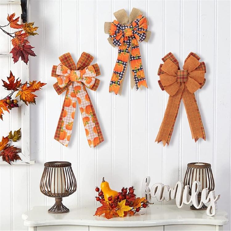 Butterfly Knot Thanksgiving Hanging Door Decoration Handmade Polyester Ribbon Bowknot Ornament Festives Accessories