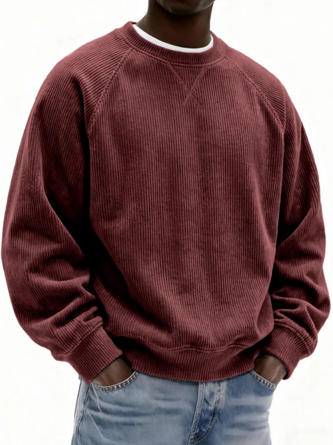 

2025 Men s Casual Corduroy Hoodie: Fashionable Round Neck for Spring & Autumn XXL вина червоного кольору