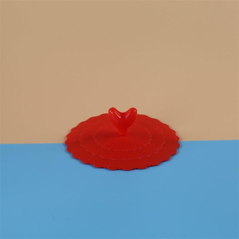 Wave Heart-shaped Spatula Spoon Silicone Cup Lid Heart-shaped Cup Lid Food-grade Silicone Dust-proof Lid