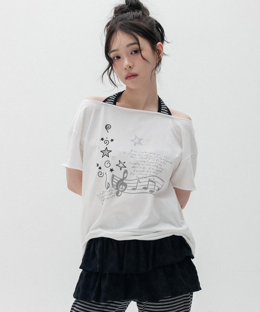 HIGH SCHOOL DISCO Rockstar Halterneck Off-Shoulder_White