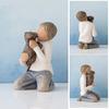 Puppy And Boy Figurine Kneeling Boy In Blue Jeans Holding Dog Statue Resin Sculpture for Bedroom Office Desk Bookshelf Decor Gifts for Dog Lovers