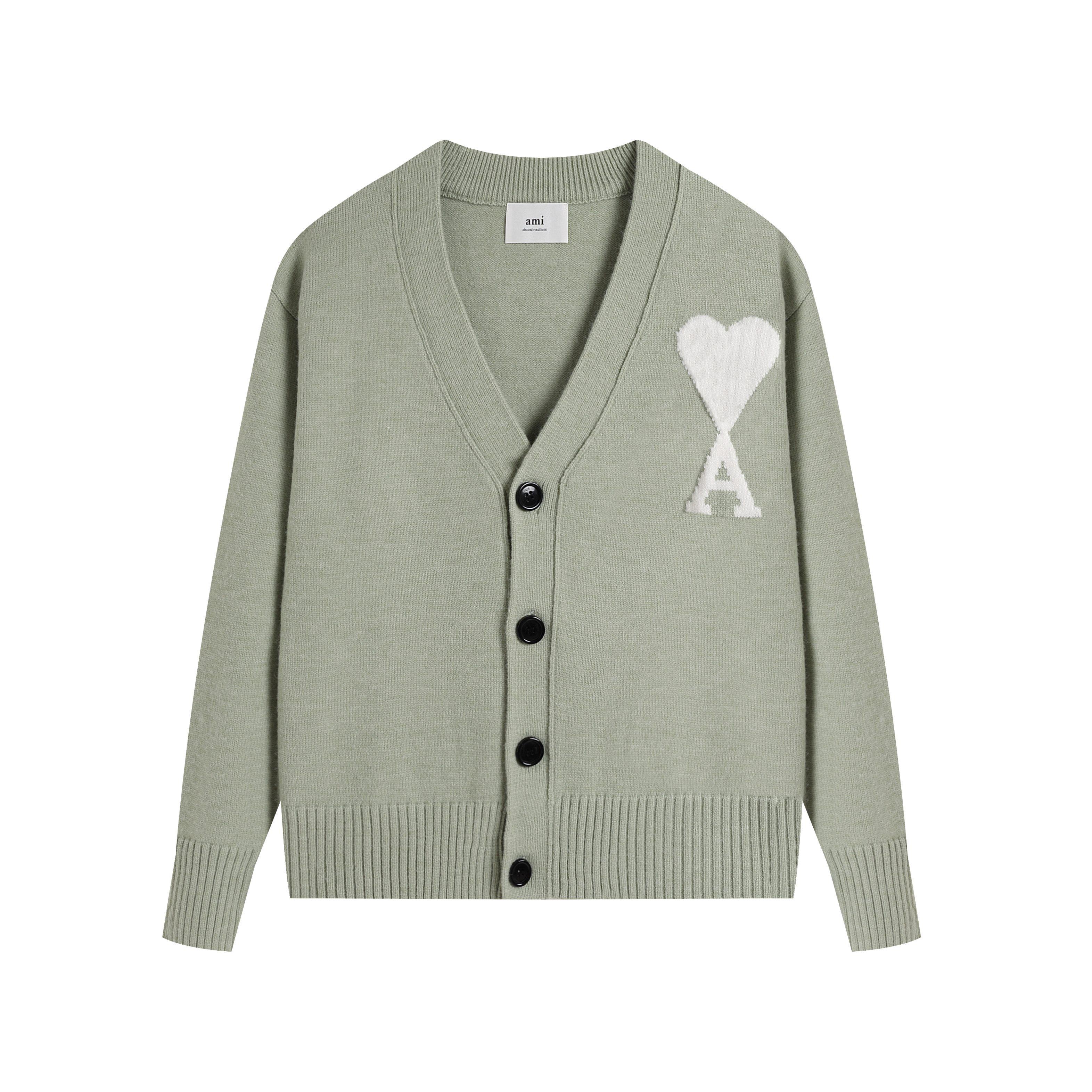 High Street Clothing AMI 2025 Klassiek Gebreid Wollen Vest met Geborduurd Wit Hart voor Koppels XL