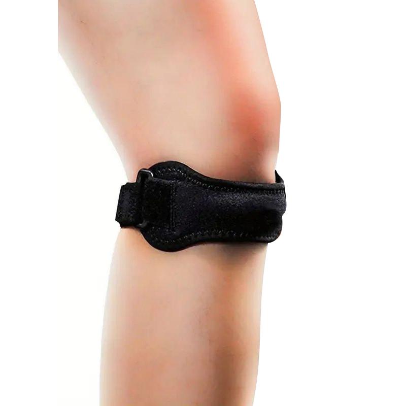 

1 шт. Наколенник регулируемый дышащий бандаж для поддержки колена при тендините надколенника для спорта и фитнеса чёрный