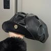 Pu Trendy Leather Beret For Women Vintage Style Sun Protection Cap Painter