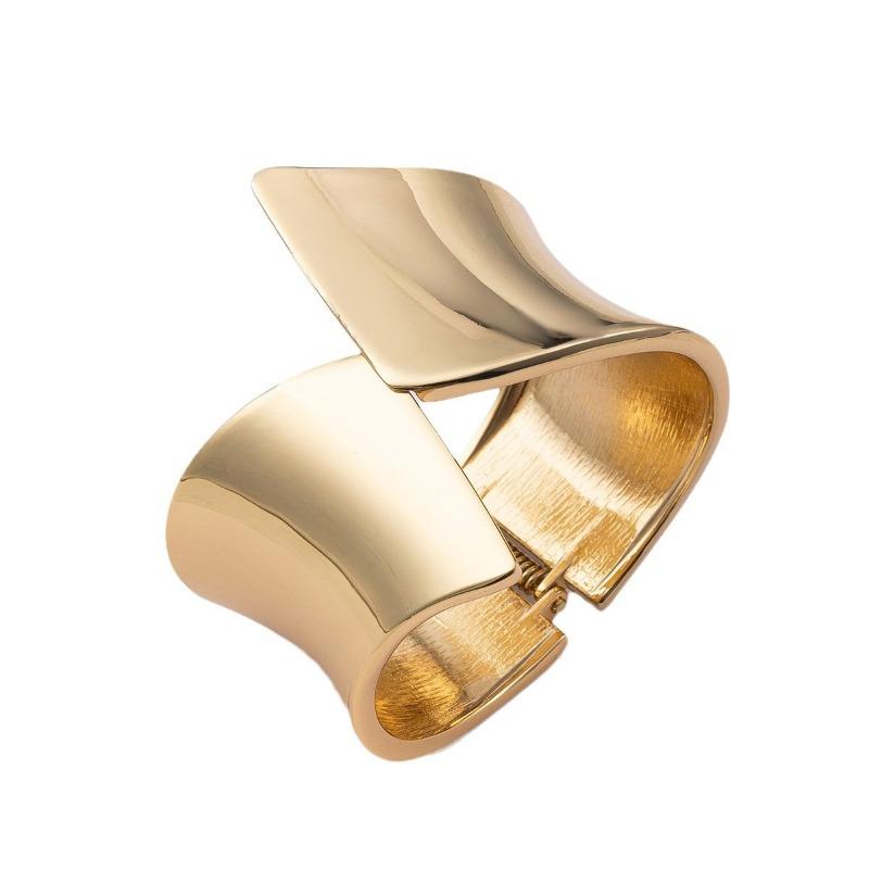 Accessories: Irregular alloy opening bracelet, metal style shiny surface, exaggerated hand ornament bracelet