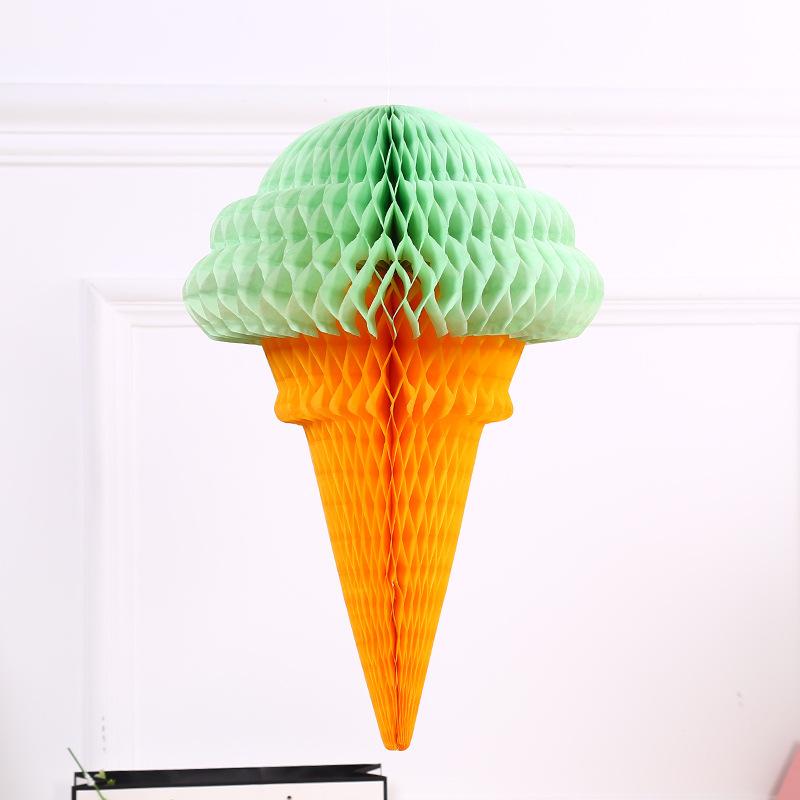 1PC Birthday Party Supplies Colored Ice Cream Honeycomb Ball Shopping Mall Window 61 School Decoration Paper Ice Cream