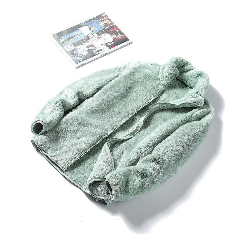Women's Coral Fleece Stand Collar Zipper Jacket - Double-Sided Plush, Velvet-Enhanced, Thickened Winter Outwear
